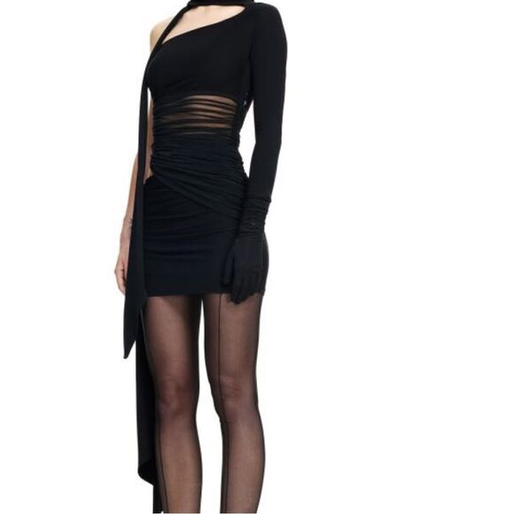 NWT Mugler x H and M collab woman’s knot detail one shoulder dress - Picture 3 of 11